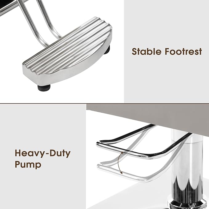 BarberPub Classic Styling Salon Chair for Hair Stylist, with Hydraulic Pump Shampoo Chair Beauty Barber Salon Spa Equipment 3805 (Grey)