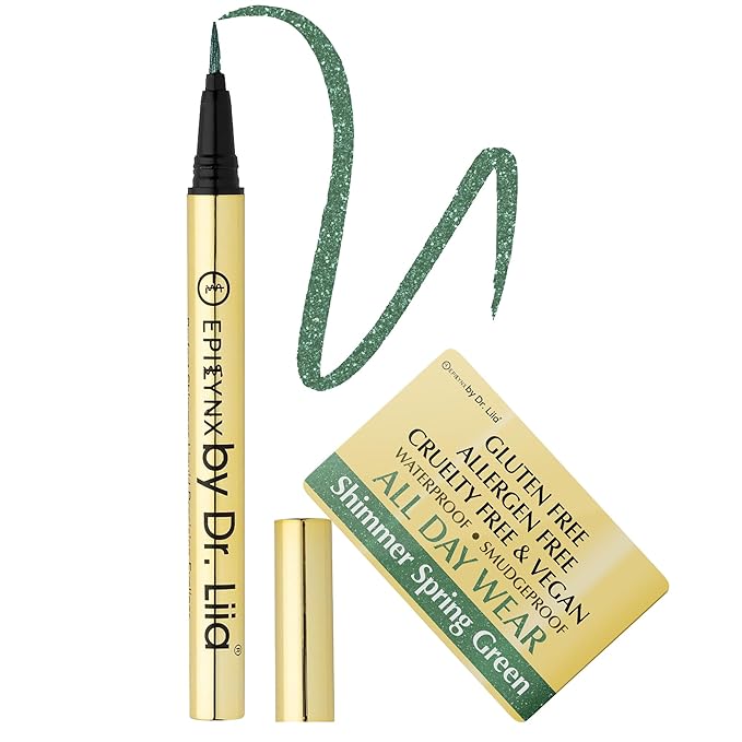 EPILYNX Waterproof Liquid Eyeliner - Smudge-Proof, Long-Lasting Vegan Liquid Eyeliner Pen with Precision Tip for Smooth Application, Gluten-Free, Hypoallergenic Eye Liner - 2mL Shimmer Spring Green
