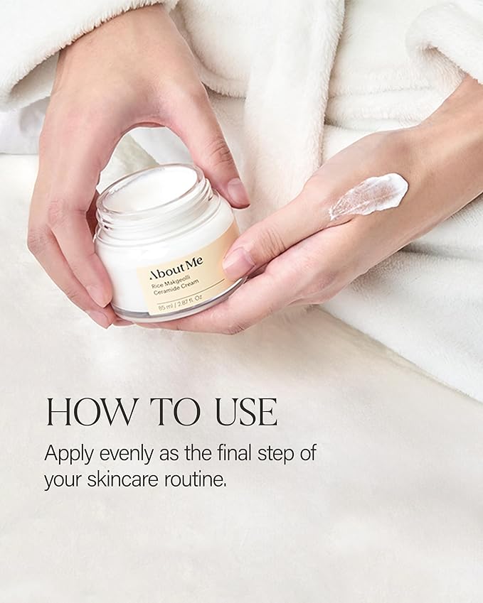 About Me Rice Makgeolli Ceramide Cream – Korean Traditional Fermentation Face Moisturizer for Dry Sensitive Skin – Daily Care with 6 Ceramides & Shea Butter – Korean Skin Care – 2.87oz, 85ml