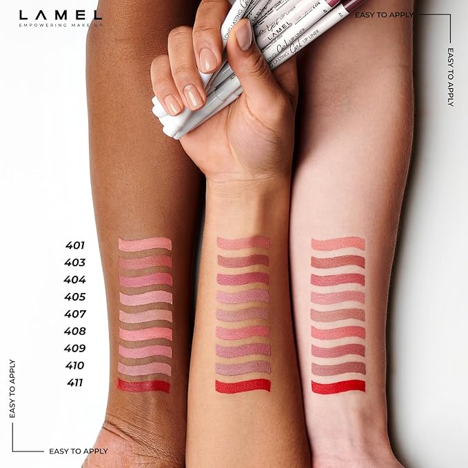 Lamel Matte Gel Lip Liner Pencil - Weightless & CreamyTexture - Sharpenable - Longwear & Waterproof - High Pigmented & Flawless Finish - Cruelty-free & Paraben-Free - 403, 1,7g/0.05oz. (Burnt Ocher)
