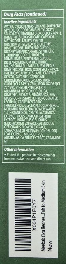 Meebak Cica Redness Correcting Sunscreen SPF 50 | Color-Correcting Moisturizer & Tone-Perfecting Primer with Niacinamide & Centella Asiatica | For Fair-to-Medium Skin Tones | Korean Skin Care