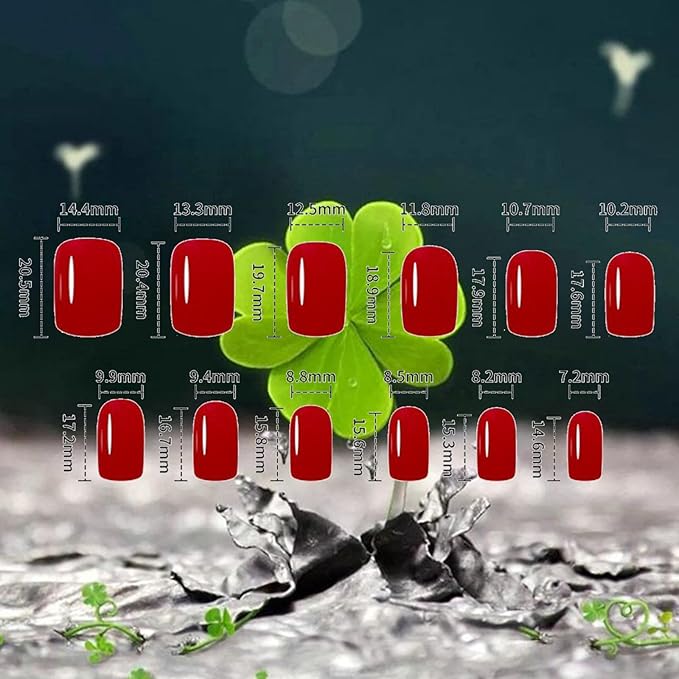 Blue Flower Press on Nails Glossy Orange Fake Nails Short Square Acrylic False Nails 24Pcs Colorful Flowers Stick on Nails Leaves Gel Glue on Nails for Coquette Women Girls