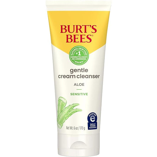 Burt's Bees Gentle Cream Cleanser with Aloe for Sensitive Skin, 98.9% Natural Origin, 6 Ounces