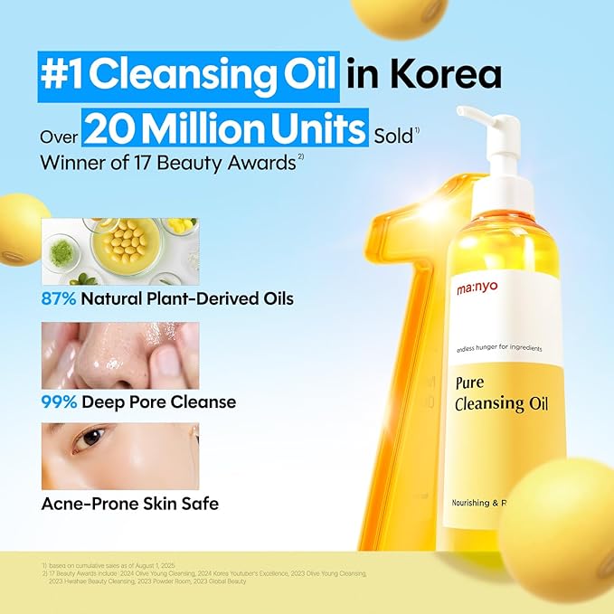 ma:nyo Pure Cleansing Oil, Natural Oil Cleanser for Face, Makeup Blackhead Remover, Korean Skin Care, 6.76 fl oz (200ml)