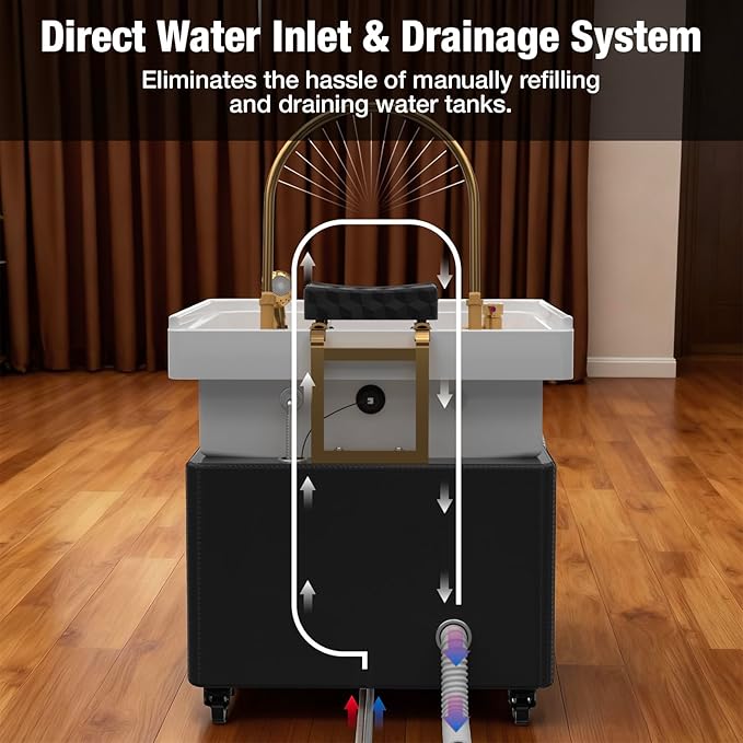 Plumbed-In Head Spa Equipment, Waterfall Head System for Spa Beds, Warm Steam & Hair Wash Sink for Scalp Care and Relaxation in Salons and Health Clubs