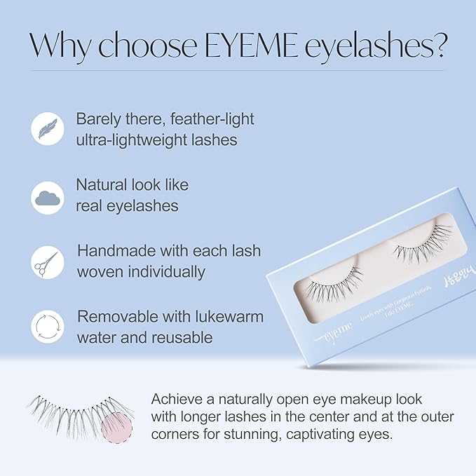EYEME Eyelash x Artist Collaboration NO.11 Pure – 5 Set Pack, Natural False Eyelashes, Lightweight Cat Eye Lashes for a Minimalist Look, Soft Lashes for Everyday Use, K-Beauty
