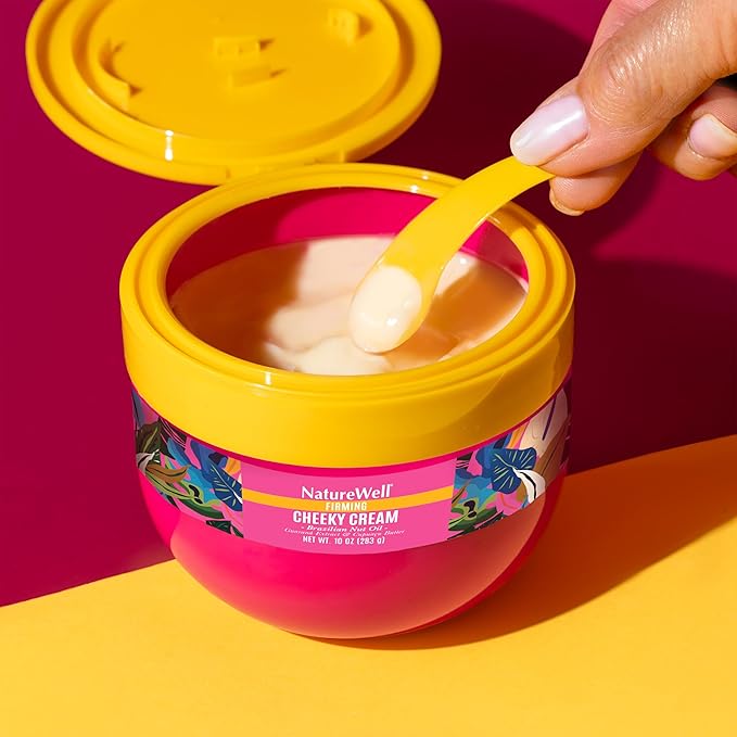 NATURE WELL Ultra-Rich Firming & Tightening Cheeky Body Cream, Promotes Deep Hydration, Fast Absorbing, Scents of Pistachio Cream, Almond Blossom, Brazil Nut, Cupuacu, Coconut, & Salted Caramel, 10 Oz