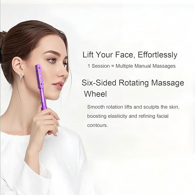 Beauty Sculptor Roller – 30 Germanium Massage Nodes for Facial Massager & Glow | Compact Beauty Tool for Lifting and Skin Care,Facial Roller (Purple, 1 PCS)