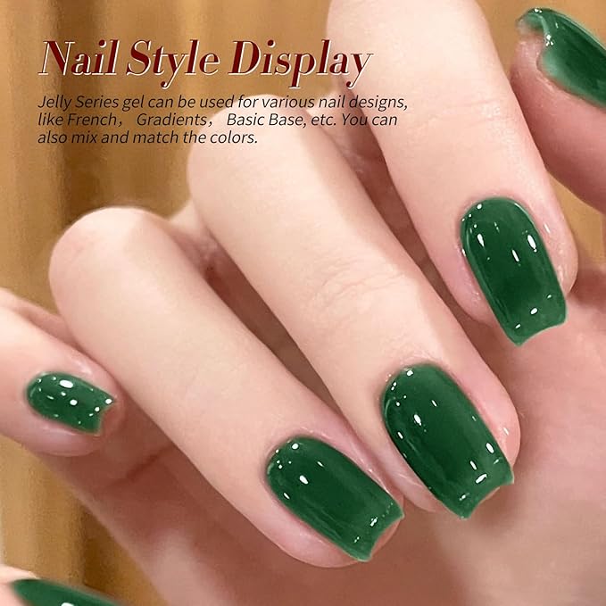 Born Pretty Jelly Gel Nail Polish Fall Winter Amber Crystal Transparent Sheer Clear Gel Polish Red Coral Burnt Orange Green Blue Amber Brown 6 Colors Manicure Kit