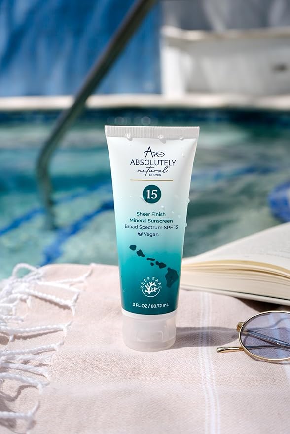 Absolutely Natural - SPF 15 Mineral Sunscreen - Broad Spectrum Water Resistant Moisturizer Lotion For Body & Face - With Non-Nano Zinc Oxide, Vitamin E, & Antioxidants - Made in USA, 3 Oz