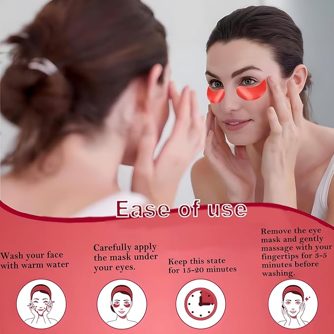 Under Eye Mask - 60 PCS Pomegranate Under Eye Patches for Puffy Eyes, Dark Circles, Eye Bag, Fine Lines and Wrinkles, Reduce Puffiness and Brightening Eye Patch, Eye Gel Pads, Eye Jelly Mask