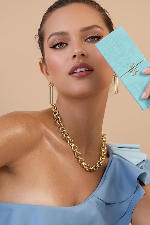 Amalfi Polish & Glowww Palette – 5-Piece Refillable Makeup Palette for Radiant Skin. Includes Highlighters, Blush, Contour & Eye Shadows - Blendable, Long-Lasting, Vegan & Cruelty-Free