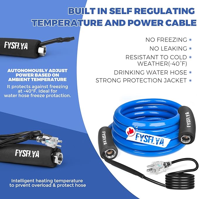 20FT Heated Water Hose for RV, Heated Drinking Water Hose, Low Temperature Resistant to -40°F, RV Accessories for Camper, Outdoor, Garden, Livestock & Agriculture(20FT)