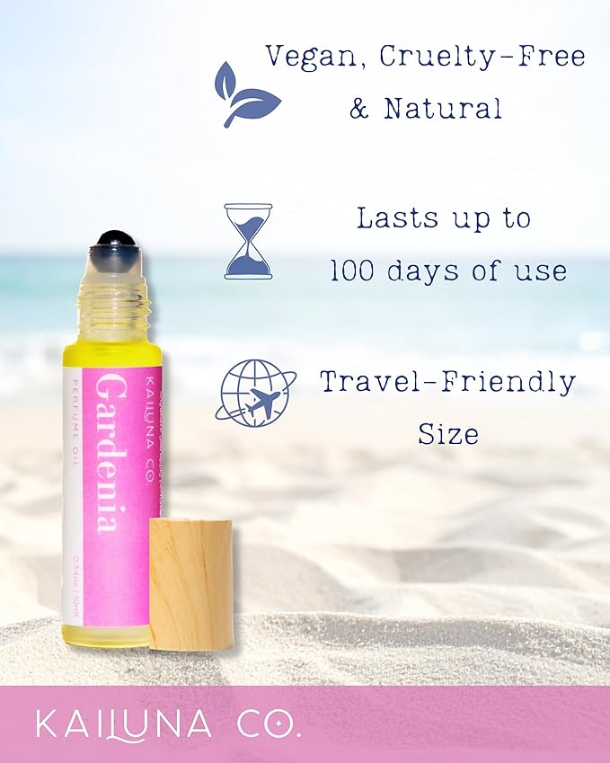 Gardenia Delicious Pure Essential and Fragrance Oil Perfume Roll On with Organic Jojoba Oil, Alcohol Free, Small-Batch, Made in California, 0.34 Fl Oz