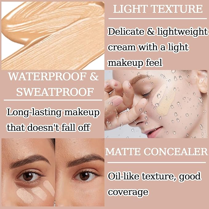 10 Colors Correcting Concealer Palette,Colors Corrector Palette,Moisturizing Full Coverage Liquid Foundation Cream Contour Makeup Palette with Brush
