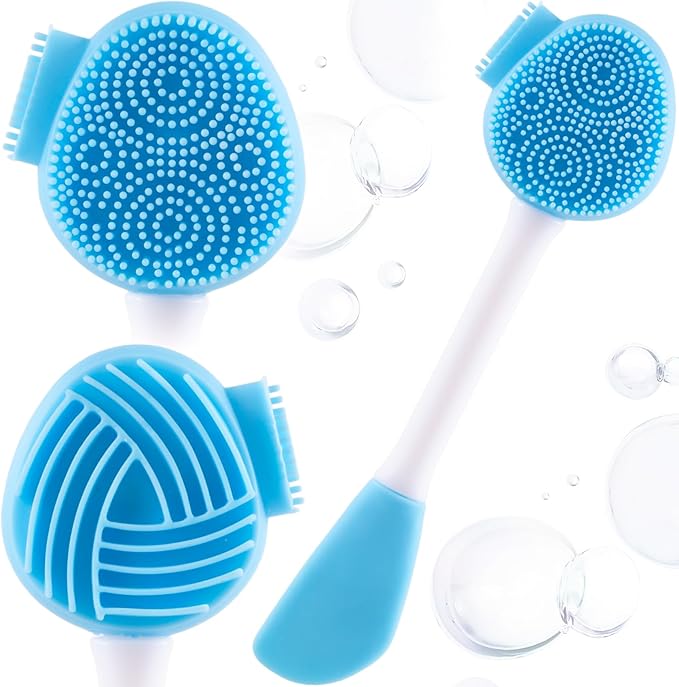 Silicone Face Exfoliator Scrubber, Face Mask Brush Applicator, Facial Cleansing Brush for Blackhead Skin Care, Makeup, Mud, Body Lotion, DIY Mask for Women -Blue, 1pcs