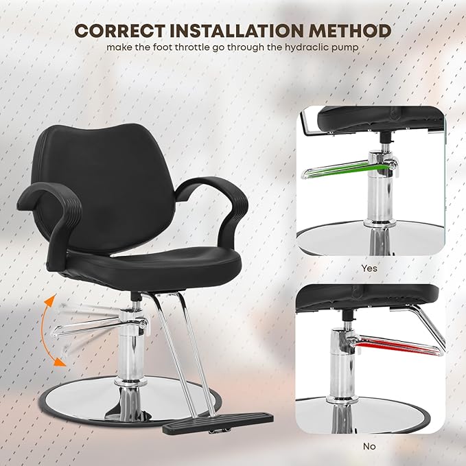 Barber Chair - Heavy Duty Hydraulic Pump Hair Cutting Chair with 360 Swivel & Ergonomic Design for Women & Men, Black