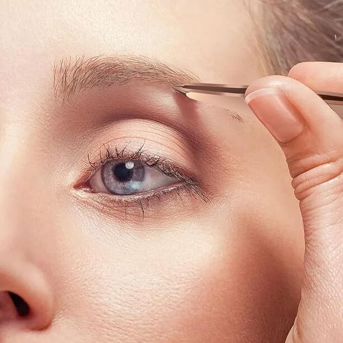 Pointed Tweezers for Women Facial Hair, Sharp & Precision Stainless Steel Tweezer for Eyebrows, Facial Hair and Fine Hairs Removal (Rose Gold)