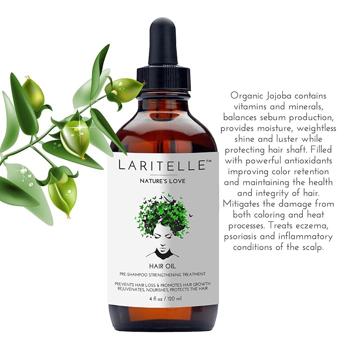 Laritelle Organic Hair Growth Treatment – Nature’s Love – 4 oz – Botanical Oil Blend for Follicle Stimulation & Scalp Renewal – Made in USA
