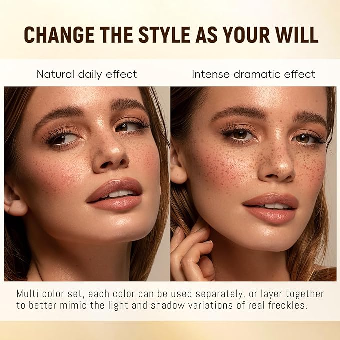 3pcs Faux Freckle Stamp Pen, Liquid Fake Freckles Stain Tattoo Marker Waterproof Long Lasting for Natural Sunkissed Makeup for Women Girl -3 Colors Brown