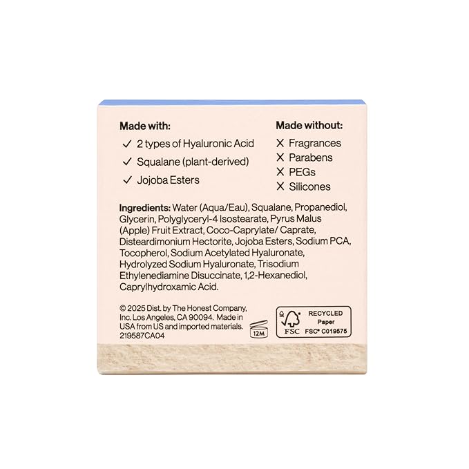 Honest Beauty Mini Hydrogel Cream with Hyaluronic Acid | Lightweight, Moisturizing Water Cream | Gentle for Sensitive Skin, Fragrance Free, Vegan | Travel Size, .57 fl oz