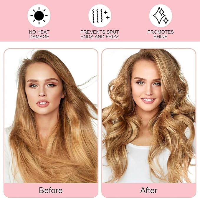 Heatless Curling Rod Headband, Upgraded 60" Extra Long Heatless Curls Headband Soft Hair Curlers to Sleep In Hair Rollers No Heat Curls (Light Purple)