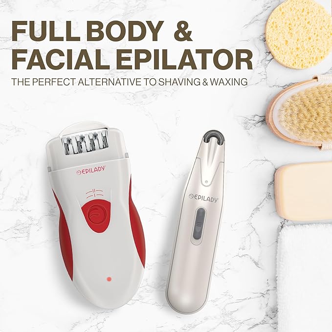 Epilady Hair Removal Device Bundle | Legend Series 2 – Rechargeable Hair Remover for Women | Epi-Wand – Facial Hair Removal for Women | Epilator for Women and Peach Fuzz Remover for Women