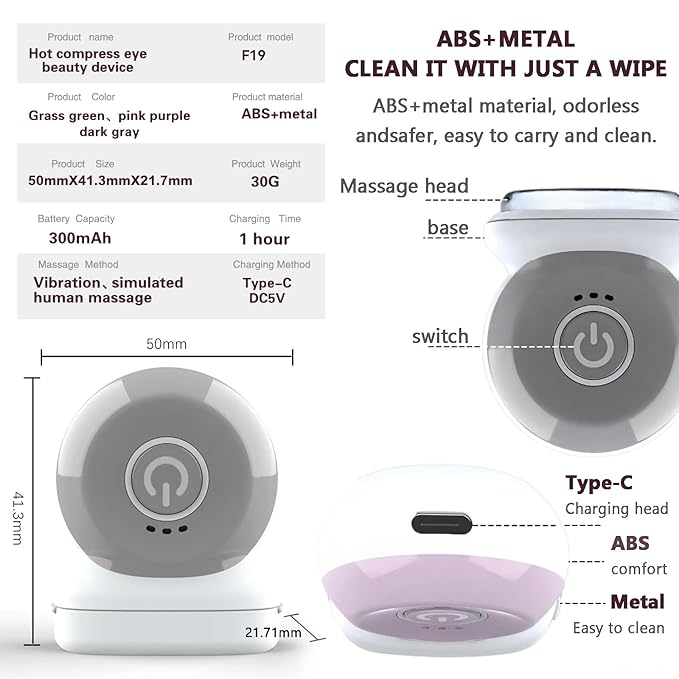 Eye Lift Wand, Eye Massager with Heat and Vibration for Dark Circles, Puffiness, Fine Lines/Wrinkle, Crow's Feet and Bags Under Eyes (Purple)