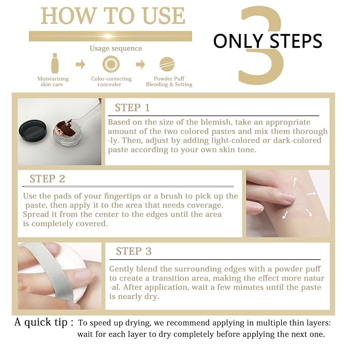 Tattoo Cover Up,Waterproof Invisible Concealer Body Leg Bruise Stretch Scar Dark Spots Vitiligo Skin Makeup Waterproof,Long Lasting Tattoo Cover Up Suitable for Men and Women, 30g x 2