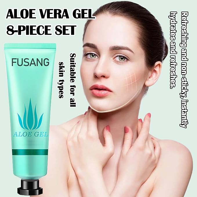 8Pcs Organic Aloe Vera Gel for After Sun Skin Care,Natural Moisturizing Aloe Vera Gel for Face & Body,Easy to Portable Face Moisturizer,Travel Size Pure Vera Aloe Gel for all Skin Types
