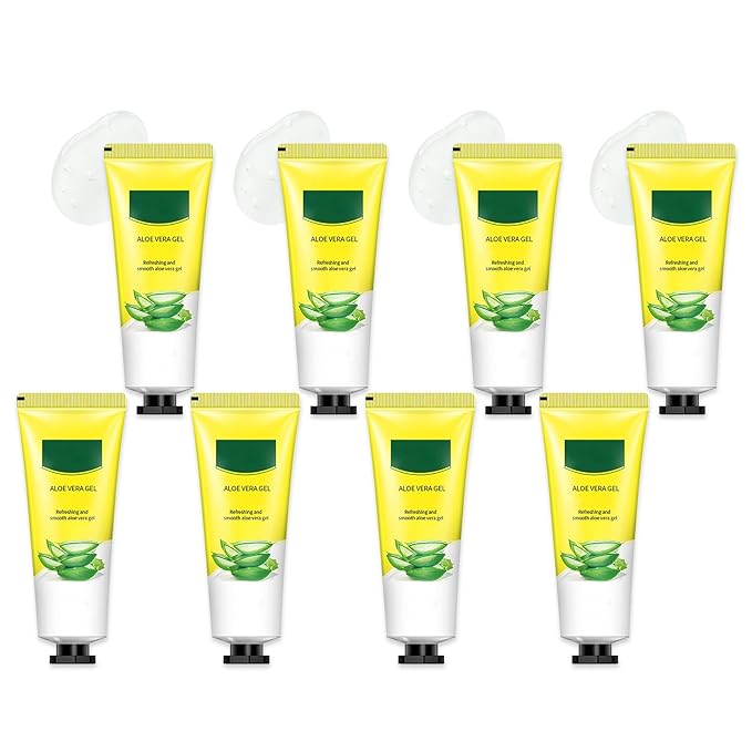 8Pcs Organic Aloe Vera Gel for After Sun Skin Care,Natural Moisturizing Aloe Vera Gel for Face & Body,Easy to Portable Face Moisturizer,Travel Size Pure Vera Aloe Gel for all Skin Types J