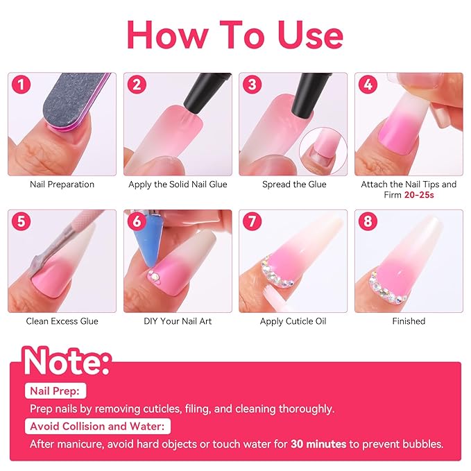 Makartt Nail Glue for Press On Nails: Solid Nail Gel No Lamp Needed Soft Acrylic Gel Nail Tips Fake Nails, Easy to Control Hema-Free Nail Glue Gels for Nail Art DIY Home Manicure 10ml (10ml*2)