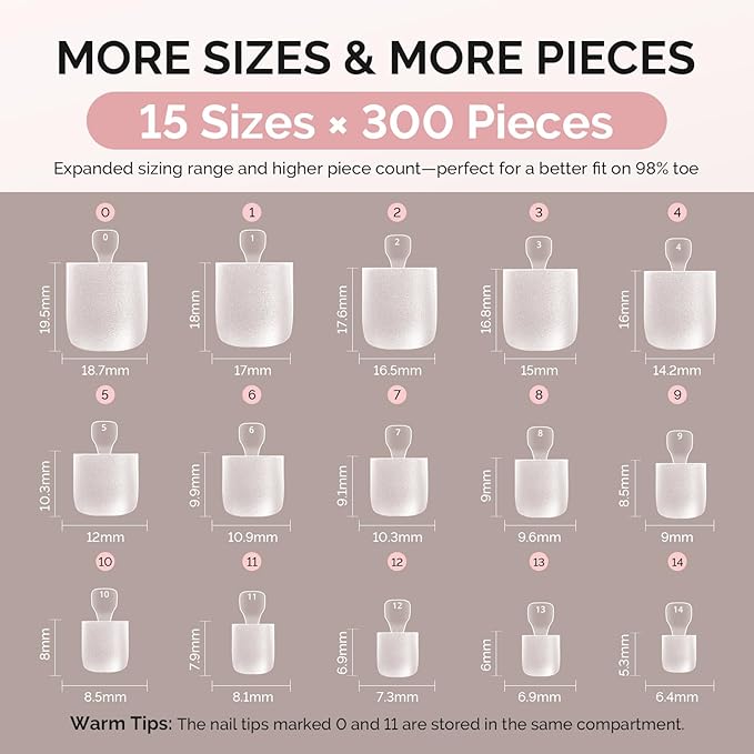 MelodySusie Square Toe X Nail Tips - 300Pcs Clear Acrylic, Full Matte Full Cover Press on Nails for DIY Extension & Salon Use,15 Sizes Pre-Shaped for Long-Lasting Manicure