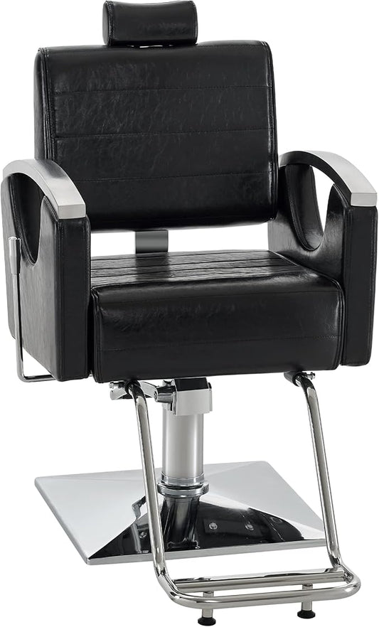 BarberPub Barber Chair for Barbershop,Reclining Salon Chair for Hair Stylist 9180 (Black)