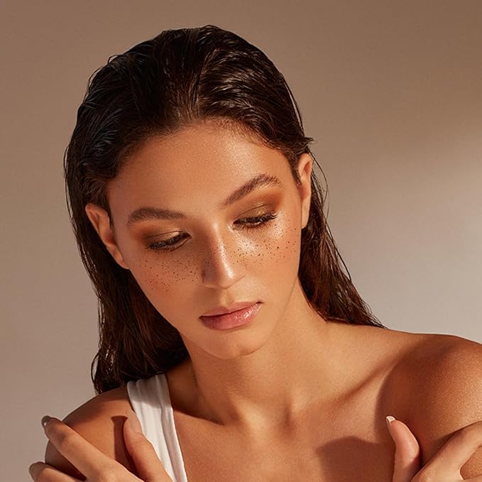 Glitter Freckles Face Tattoo, 12 Sheet Brown Face Glitter Waterproof Freckles, Makeup Patches, Face Tattoos for Women