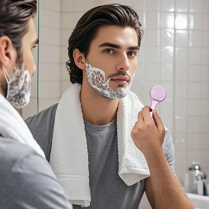4 Pack Facial Cleansing Brush, Beomeen Face Scrubber Exfoliating Brush Face Wash Scrub Exfoliator for Skin Care, Makeup Removal,Purple
