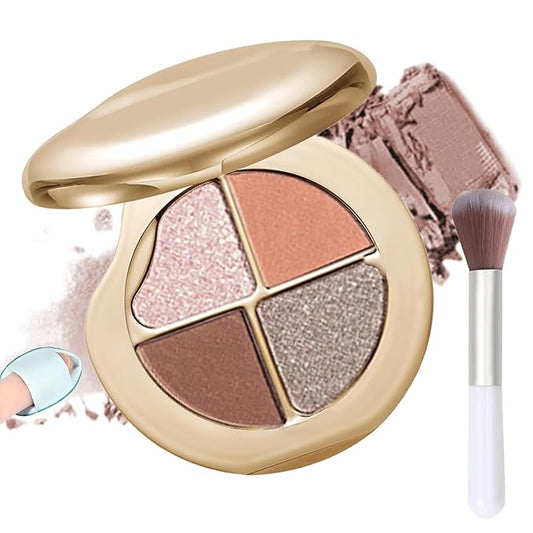Glow Gallery Highlighting Eye & Cheek Palette, 4-Color Metallic Shimmer Eye & Cheek Palette, Blush and Highlighter Palette, Makeup Set for Shading, Highlighting & Defining the Face (#03)