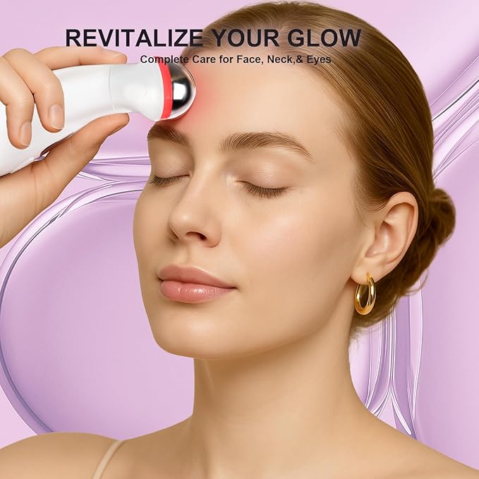 Microcurrent Facial Device, 7 Colors for Fading Fine Lines on Neck and Tightening Skin, Facial Wrinkle Removal Device, Smart Photon Micro-Current Device, White