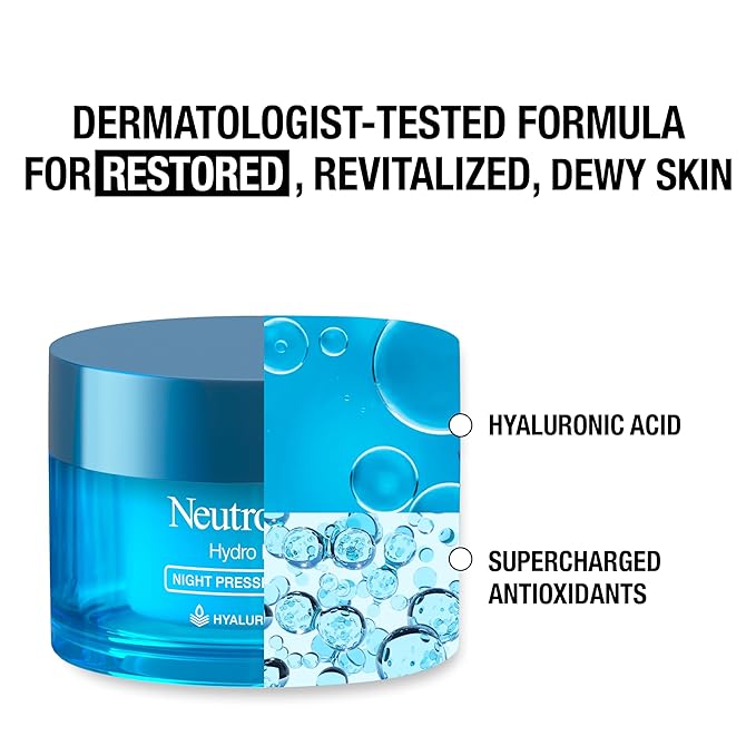 Neutrogena Hydro Boost Night Pressed Serum, Hyaluronic Acid Face Moisturizer for Normal to Extra Dry Skin, Delivers Overnight Hydration for Restored, Revitalized, Dewy Skin, 1.7 oz