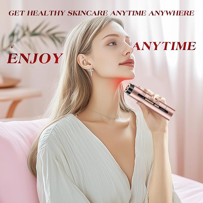 INTEO Microcurrent Facial Device, 3 Modes Red Light Therapy for Face and Neck, Skin Care Facial Massager Perfect Gifts for Women Men(Gold)