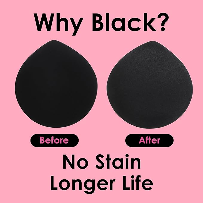 4Pack Makeup Sponge Latex-Free Soft Blender Sponge Perfect for Foundation Concealer Cream Powder, Beauty Sponge Set for Long-lasting and Natural Makeup, 2X-Large and 2 Medium Black