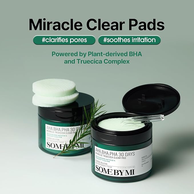 SOME BY MI AHA BHA PHA 30 Days Miracle Truecica Clear Pad – 70 Pads – Korean Exfoliating Centella Face Toner Pads – Gently Clears Impurities, Refines Pores & Smooths Skin Texture – Korean Skin Care