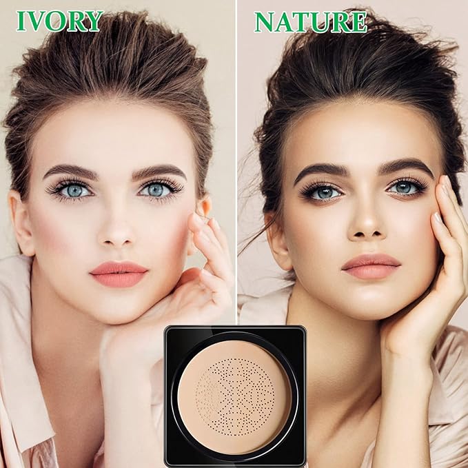 1PCS Mushroom Head Air Cushion CC Cream,CAHIUYOA BB Cream Foundation Full Coverage Concealer Long Lasting Liquid Matte Makeup Foundation with Mushroom Makeup Sponge-Natural