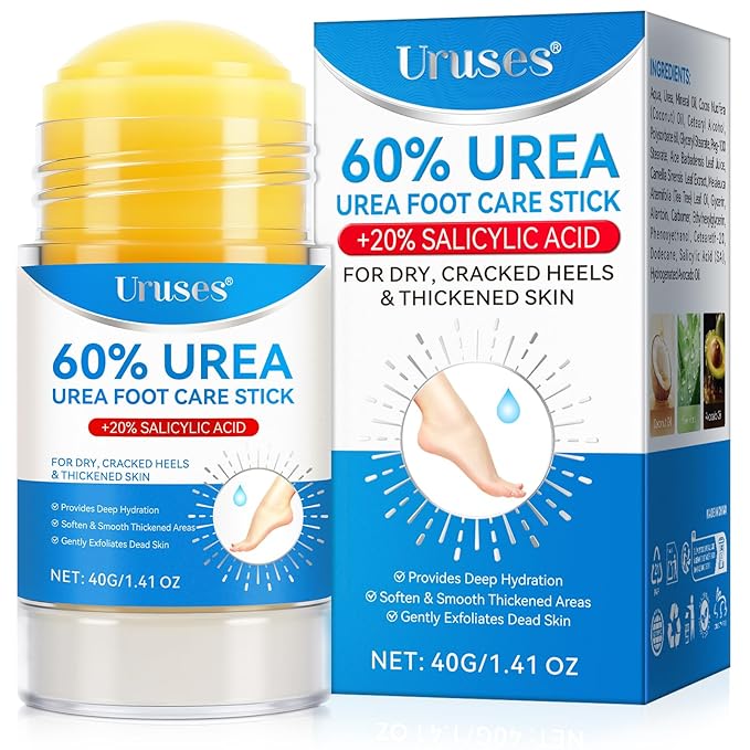 Urea Cream 60% plus Salicylic Acid 2% Urea Foot Care Stick, Foot Cream for Foot Callus Remover, Feet Moisturizer Stick for Dry Cracked Heels, Hands, Knees, Hydrating Heel Balm, Easy To Use