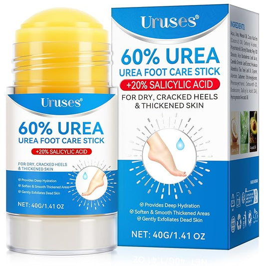 Urea Cream 60% plus Salicylic Acid 2% Urea Foot Care Stick, Foot Cream for Foot Callus Remover, Feet Moisturizer Stick for Dry Cracked Heels, Hands, Knees, Hydrating Heel Balm, Easy To Use