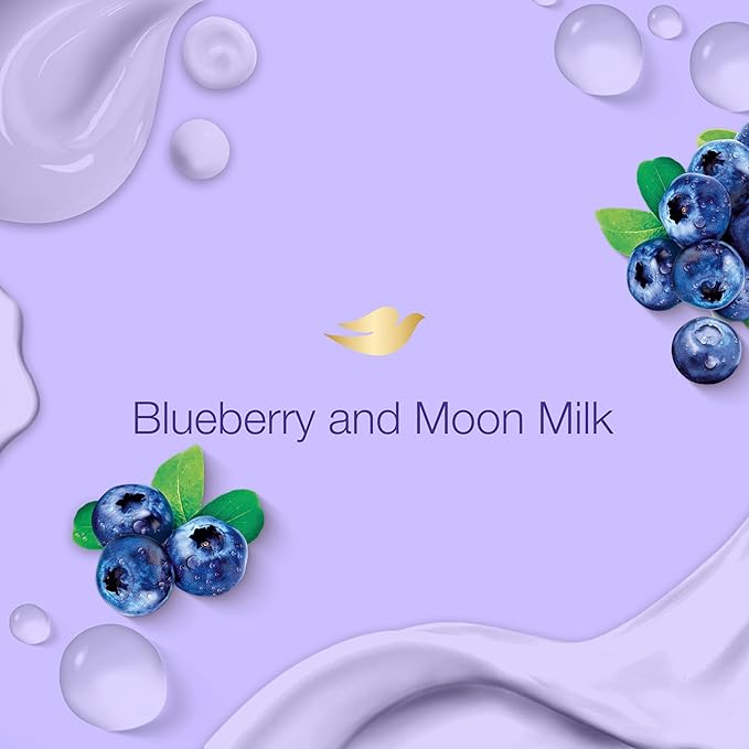 Dove Body Wash Unwinding Blueberry & Moon Milk, 4 Count for Renewed, Healthy Looking Skin, Moisturizing Gentle Skin Cleanser with 24hr Renewing MicroMoisture, 20 oz