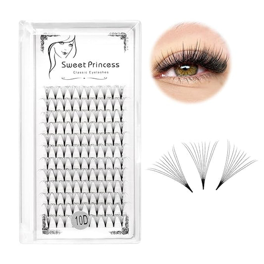 12rows,120pcs 10D Premade Volume Fans Eye Lashes Extensions Thickness 0.07mm D Curl Black Soft Individual False Eyelashes Makeup Fake Lashes Cluster 8-18mm to Choose(9MM)