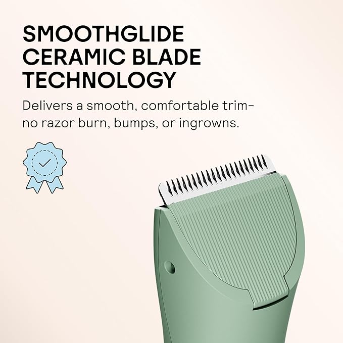 MERIDIAN The Trimmer Original - Body Hair Trimmer for Men, Electric Shaver for Pubic Hair, Chest, Legs & Bikini, Waterproof & Rechargeable, Sage