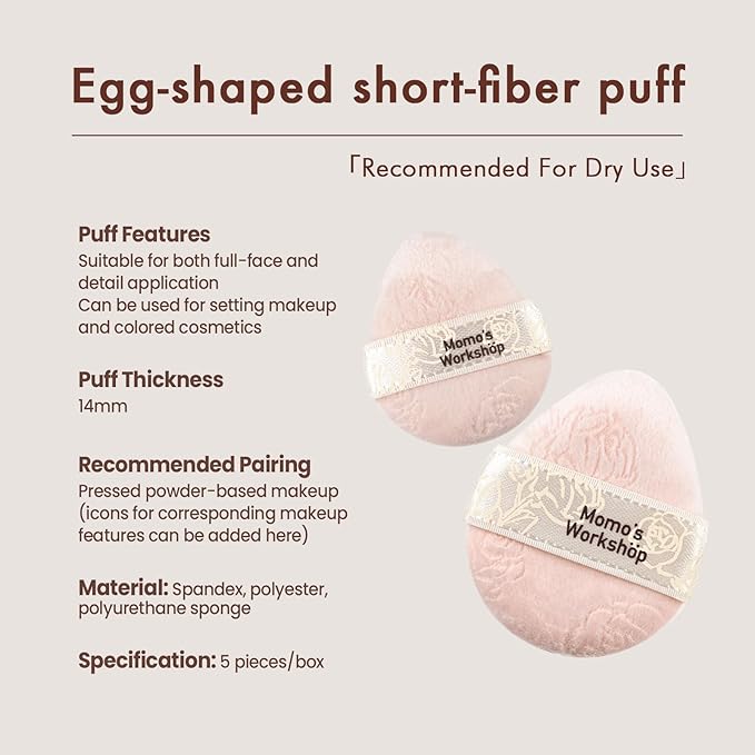 Pink Velvet Powder Puffs, Laser-Cut Rose Design, Dual-Sided, Travel Size & Wide M Size for Pressed Powder, Blush & Contour,5pcs Plush Puffs & Storage Case