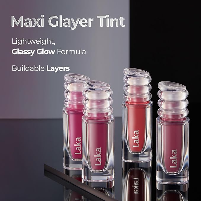 Laka Maxi Glayer Tint 3.8g/0.13oz., Glass Layer of Gloss, Ultra Glow & Vivid Layerable Pigments, High Shine Lip Oil, K-Beauty (#610 Dash)